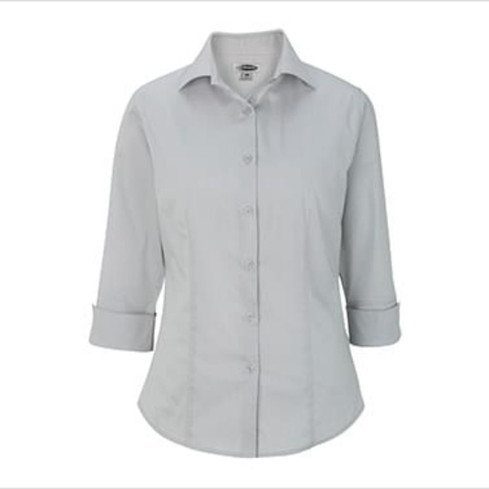 Edwards | Stretch Broadcloth Blouse in Platinum M-L-XL #5033 NWT